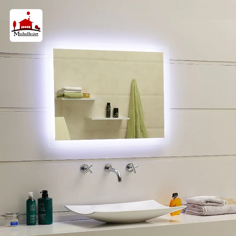 
hotel bath back lighting mirror electric frameless backlit lighted led mirror wall mounted back lit mirror for bathroom 