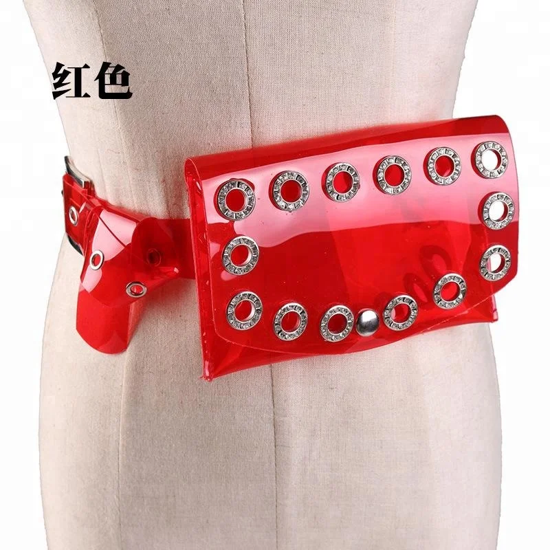 
2018 PVC ladies fancy packs waist belt with cell phone bag 
