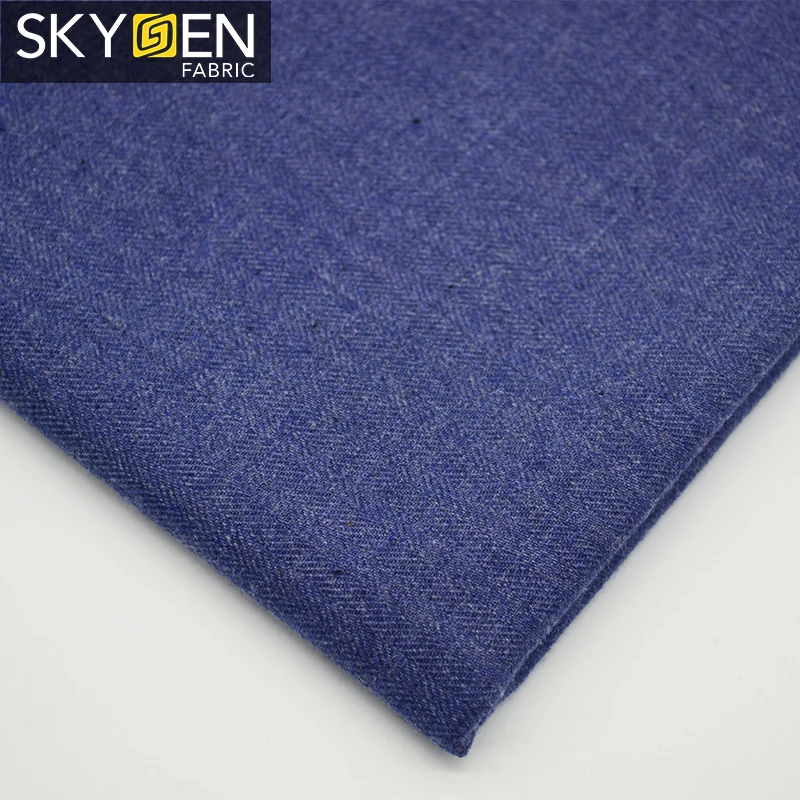 Skygen China supplier wholesale peaching finish yarn dyed shirt solid herringbone cotton fabric for garment