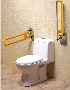bathroom handicap L shape plastic toilet disabled handrails