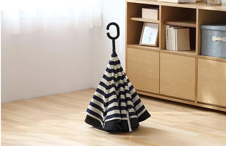 Easy auto open close foldable reverse inverted umbrella