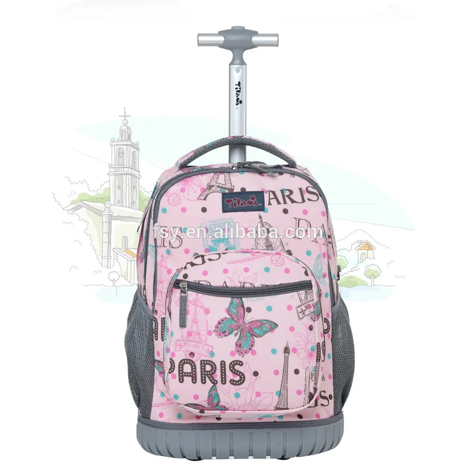 Children Rolling Backpack Kids School Wheeled Backpack Travel Luggage Trolley Bags for Girls