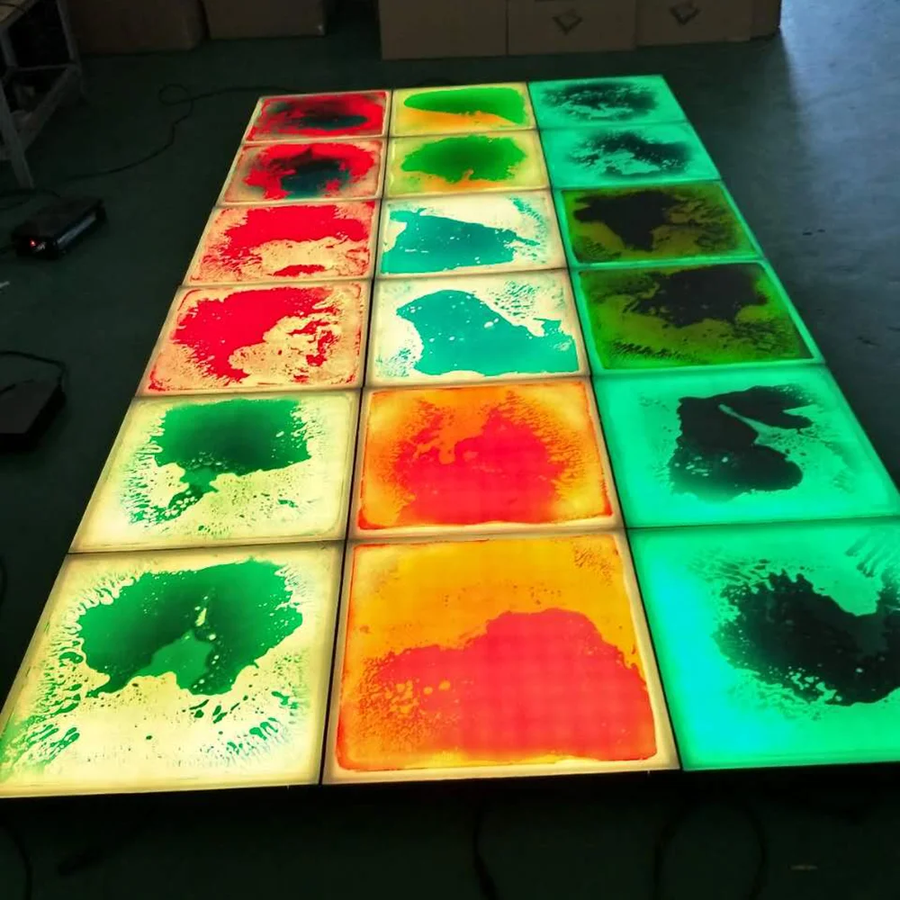 China factory portable rechargeable pressure sensitive color changing illuminated liquid wireless led dance floor