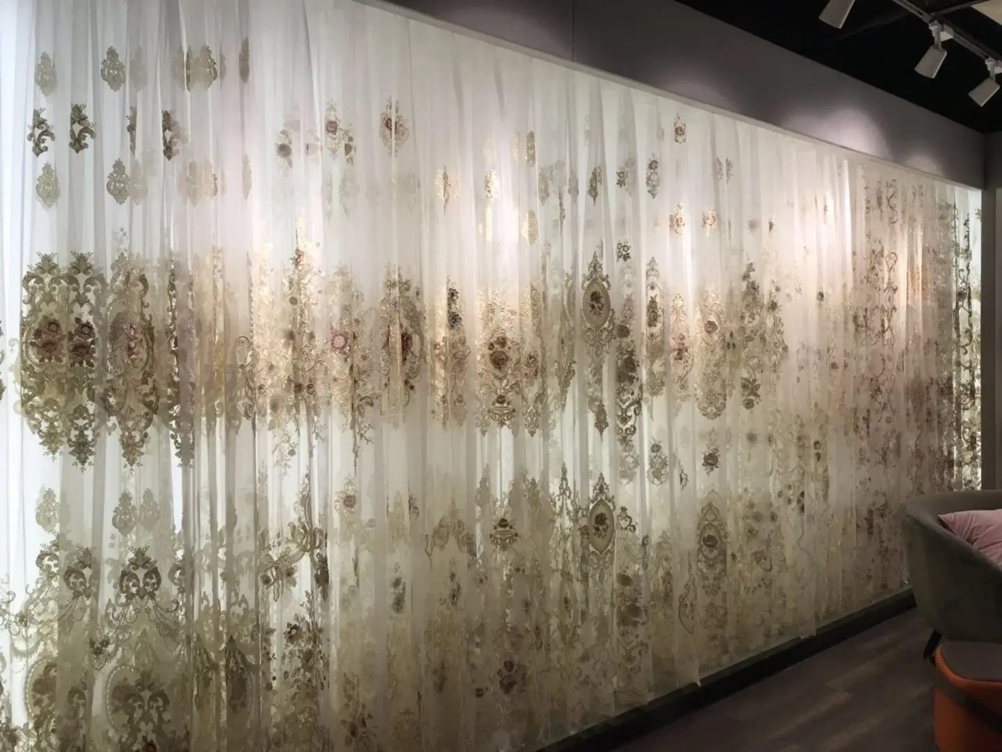 Russian curtain embroidery design luxury turkish embroidered sheer voile curtain fabric