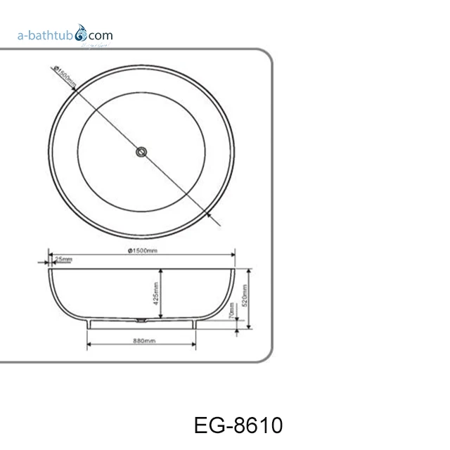 Round freestanding artificial stone bathtub