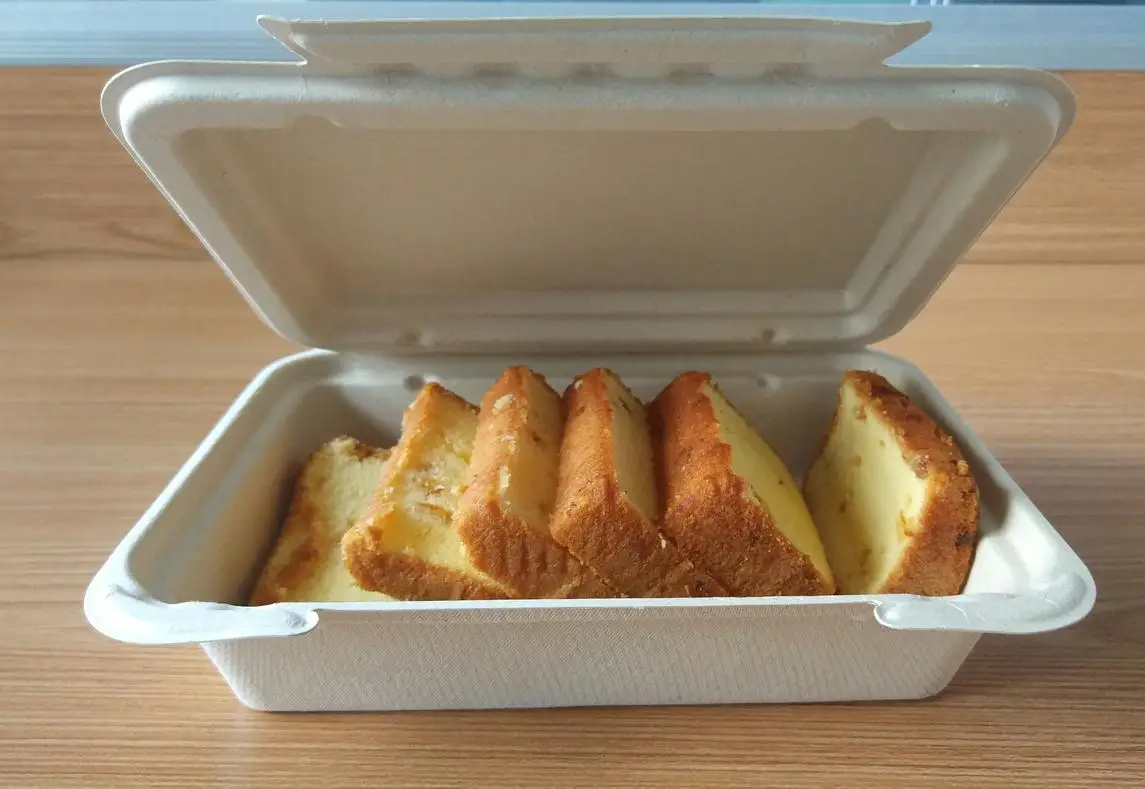 Eco-friendly Disposable Sugarcane bagasse pulp food container, one compartment clamshell, 825ml