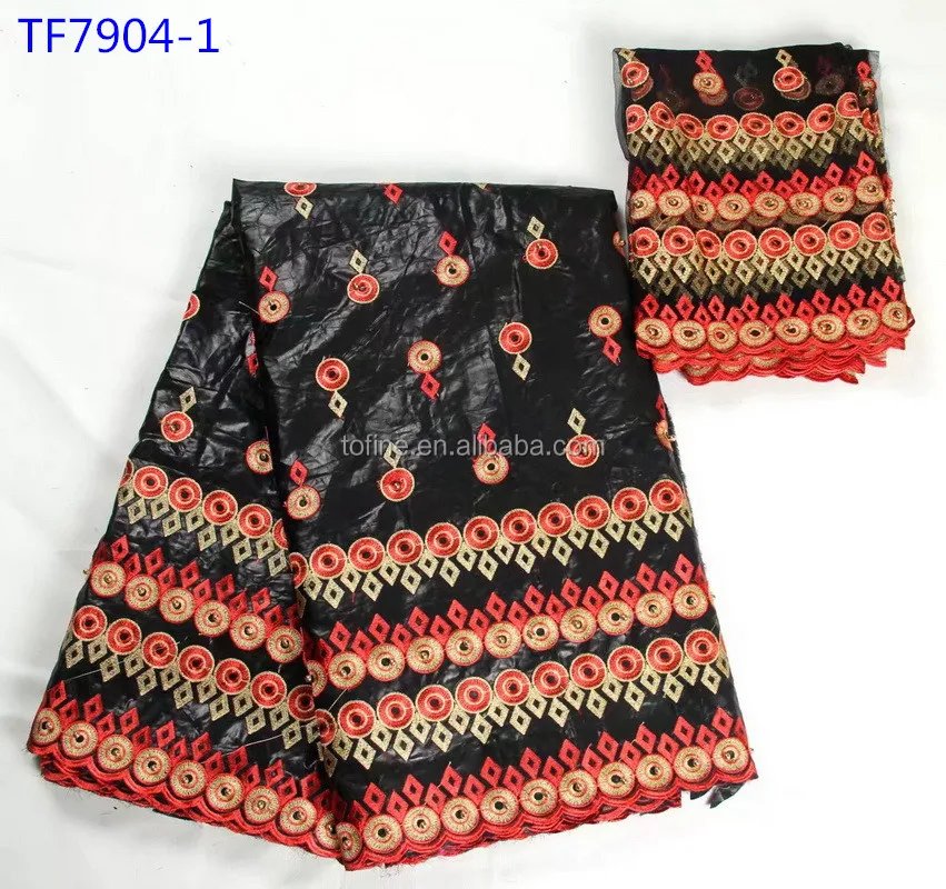 Good quality new dubai bazin fabric with 2 yards matching french net lace with beads for party