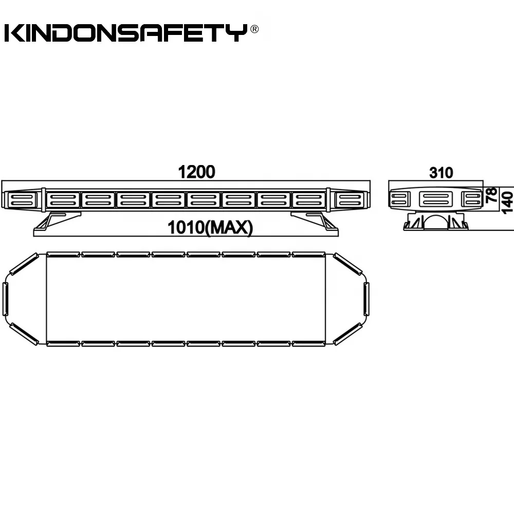 SAE approved Double rows LED light bar for ambulance cars 1W Linear LEDs 264 Watt Silver or Black Aluminum 48 inch TBD6871D