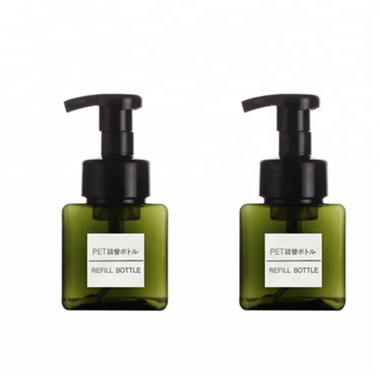 IBELONG 250ML 8oz Green square shape PETG plastic cosmetic hand foam soap bottle manufacturer