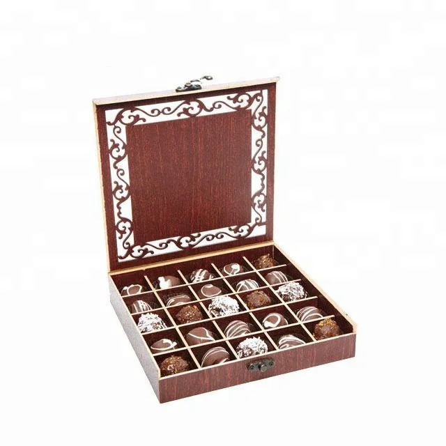
new design laser engrave top cheap chocolate wood box 