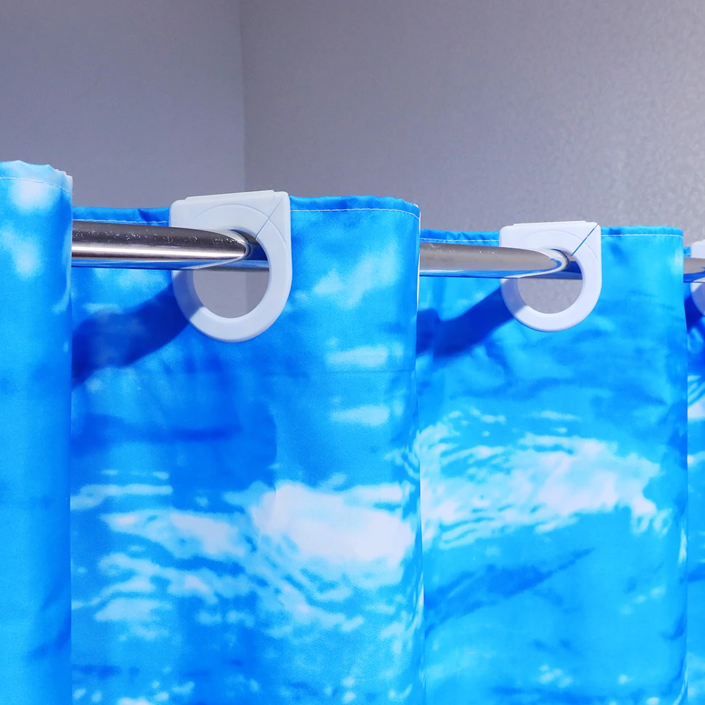 Panel Printed Ocean Style Fish Dolphin Printed Hookless Shower Curtain