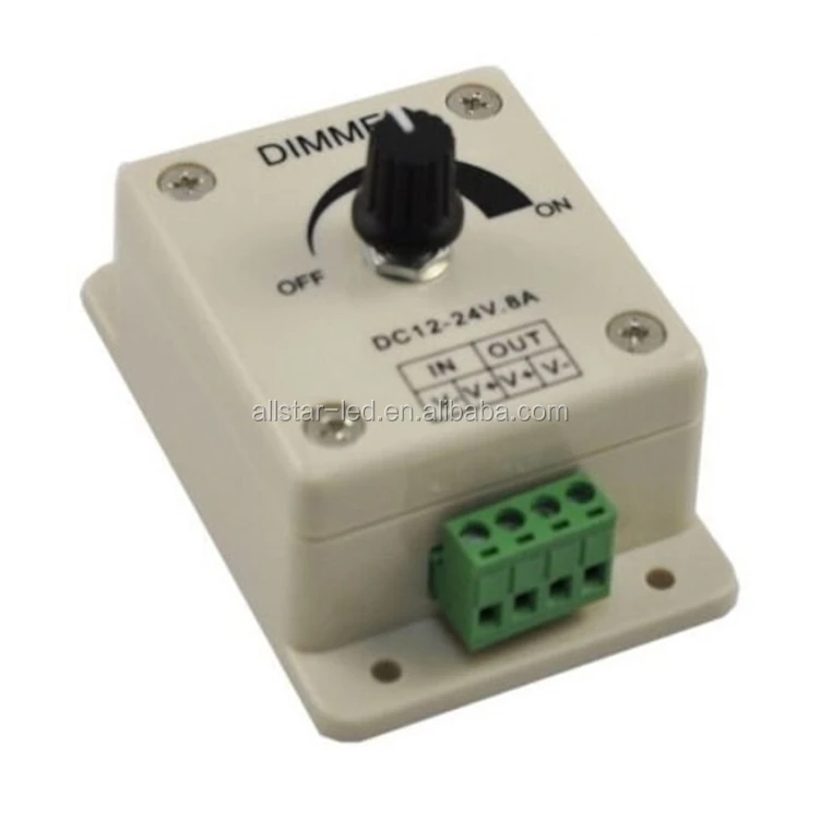 DC12-24V,Knob type LED dimmer to realize 0-100% brightness dimming,12V<96W,24V<192W,1 channel dimmer controller