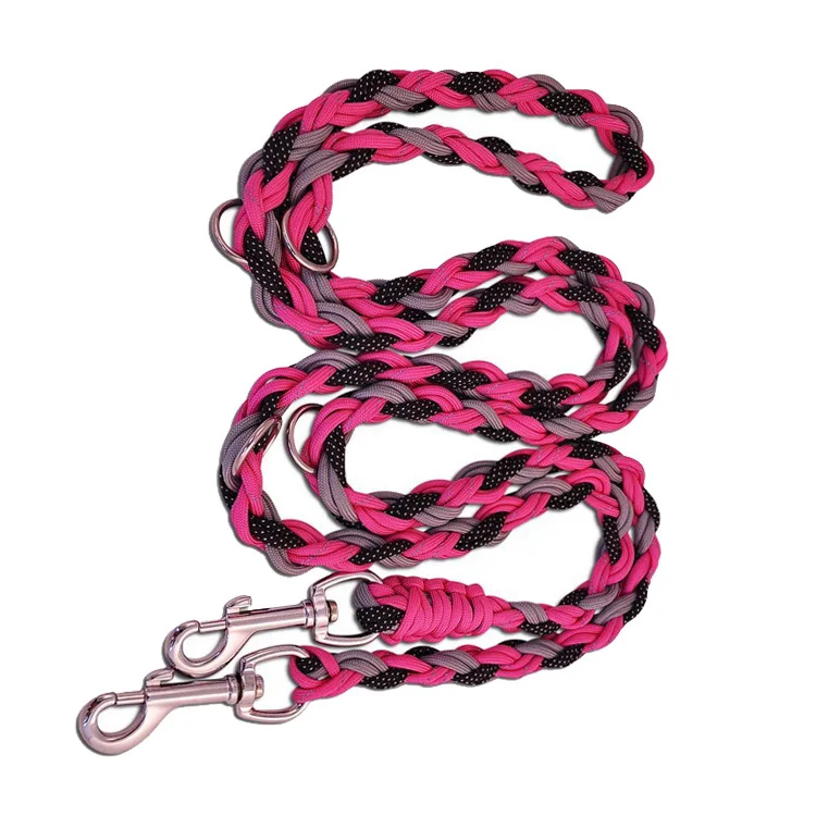 Adjustable braided paracord hands free dog running lead