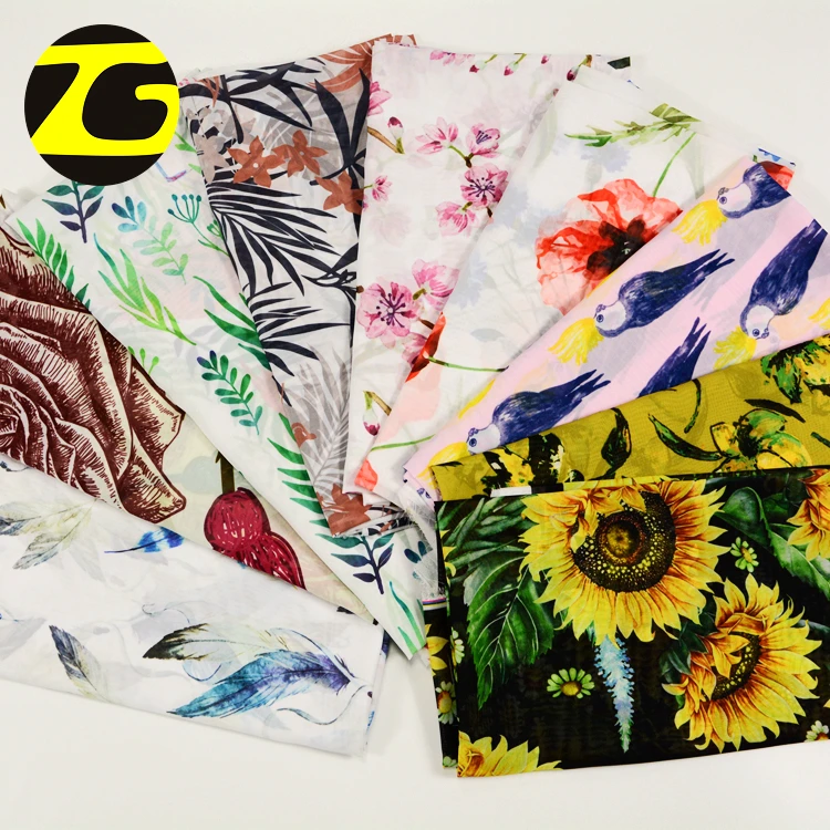 
2018 high quality smooth poly floral printed chiffon georgette fabric for girl dresses 