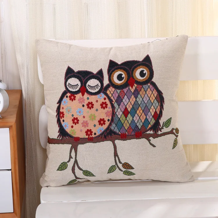 Wholesale Embroidery Designs Decorative Pillow Owl Sofa Cushions/Pillows
