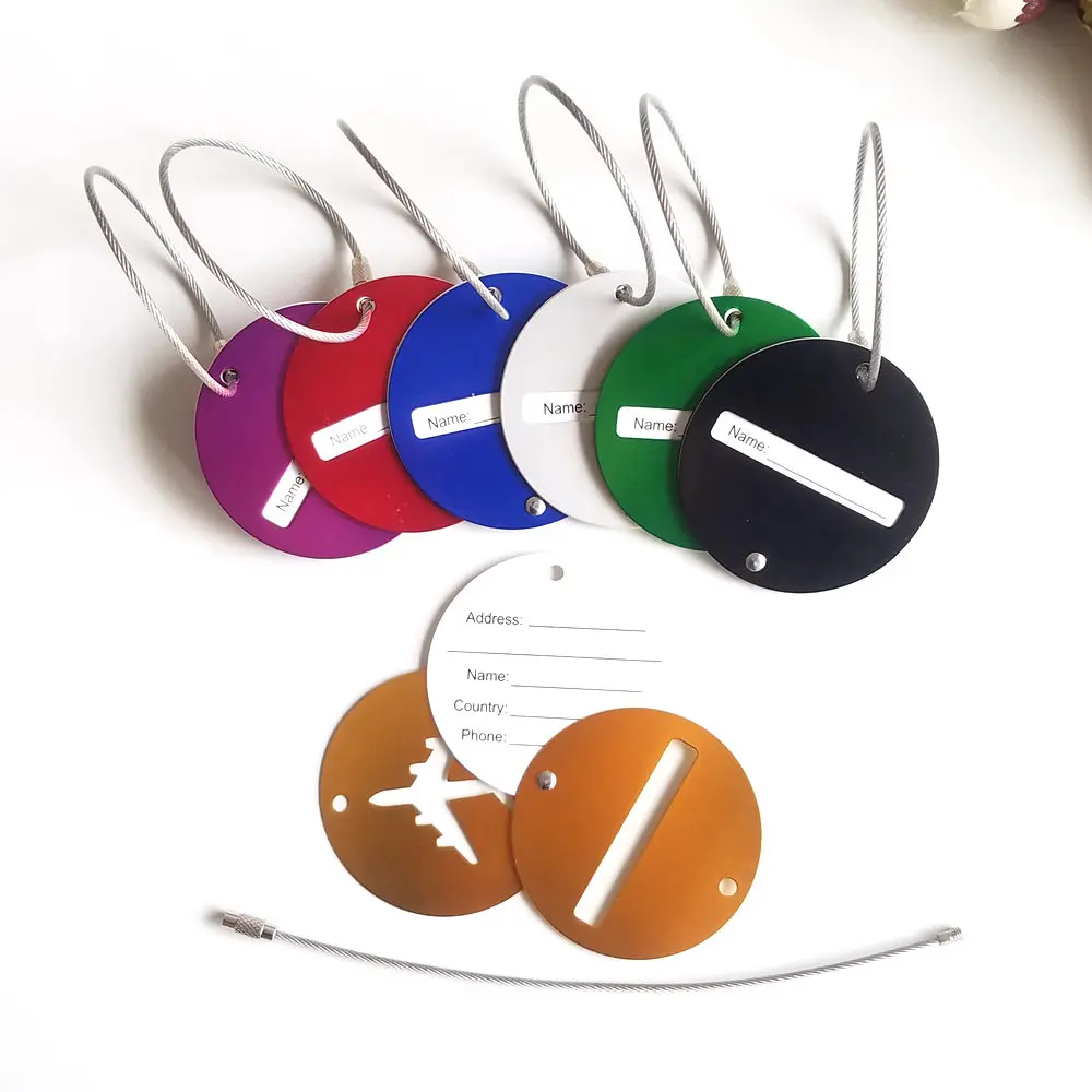Wholesale or Custom round shape Aluminum metal Luggage Tag