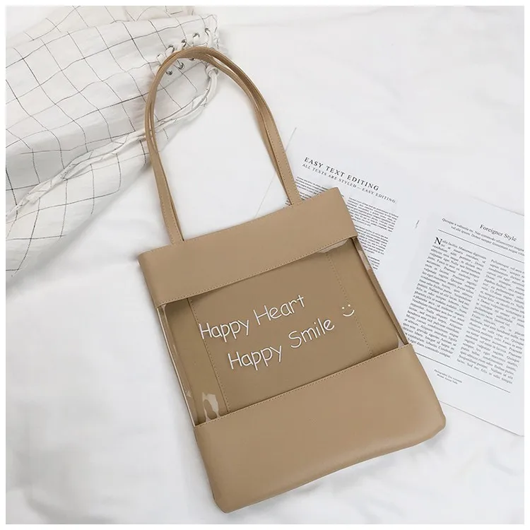 
2019 Tote Bag Style Women Clear Beach Shopping Bag Transparent PVC Jelly Bag 