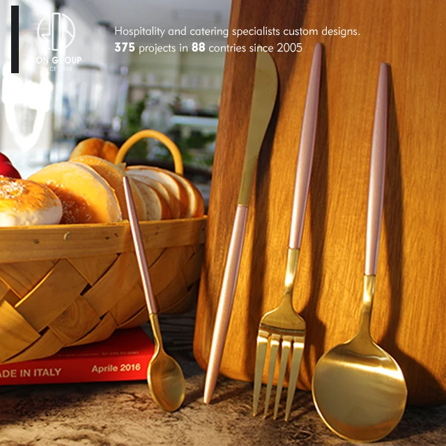 High Quality Stainless Steel 304(18/10) Silverware Gold Dinner Knife Spoon Fork Set Spain Cutlery Flatware Set for Restaurant