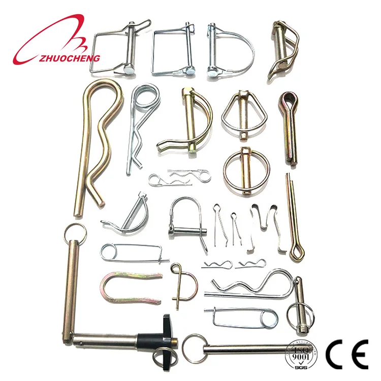 Auto push button handle quick release ball lock pin with ring