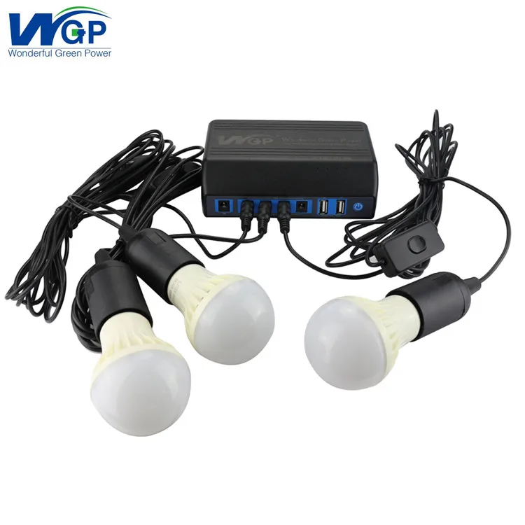 18650 rechargeable battery powered 3 pieces led lights charging power bank station