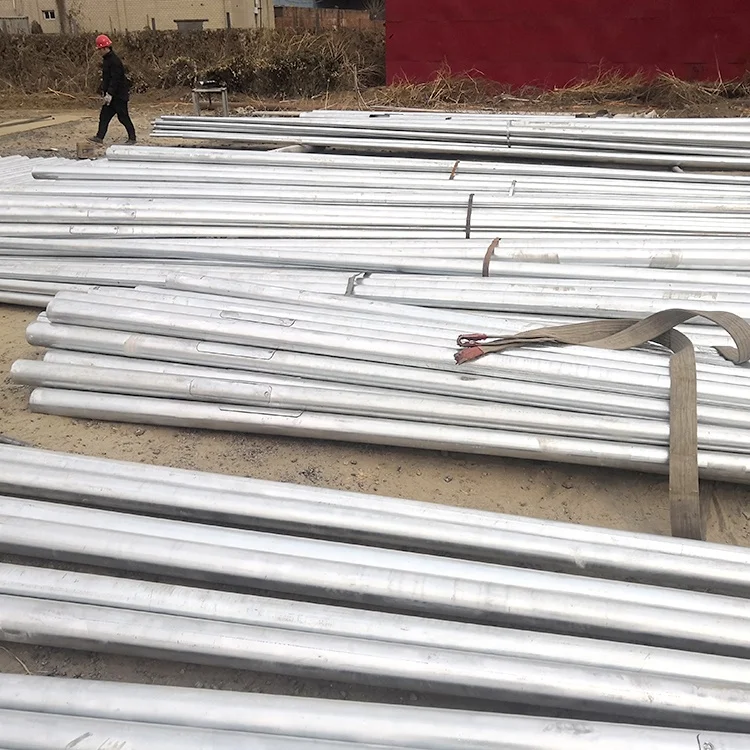 Decoration 6m classic outdoor street lighting poles with anchor bolts and flange