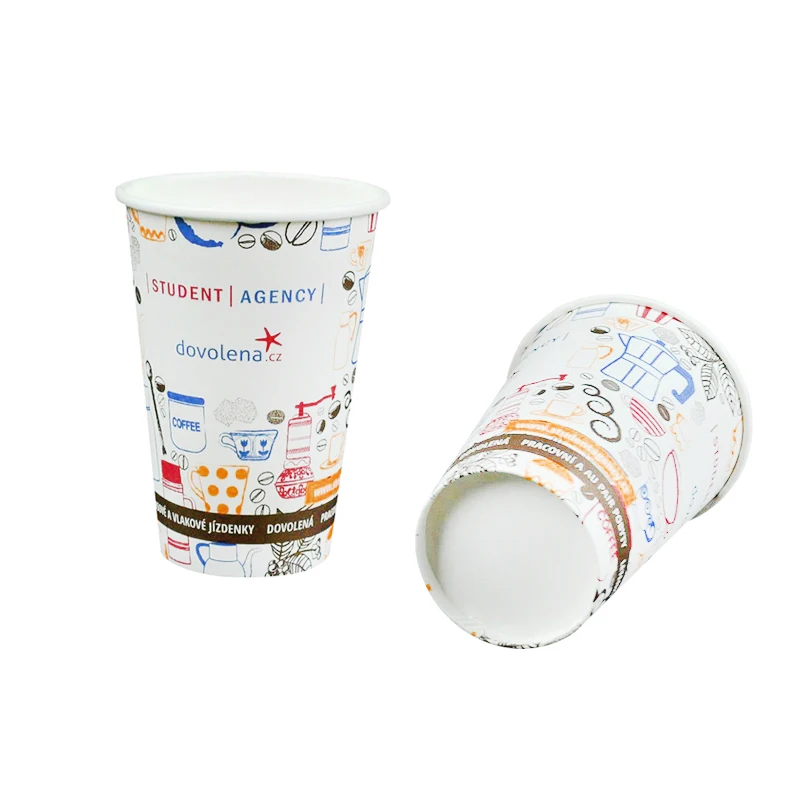 Double wall 12 oz hot disposable paper coffee cup with lid