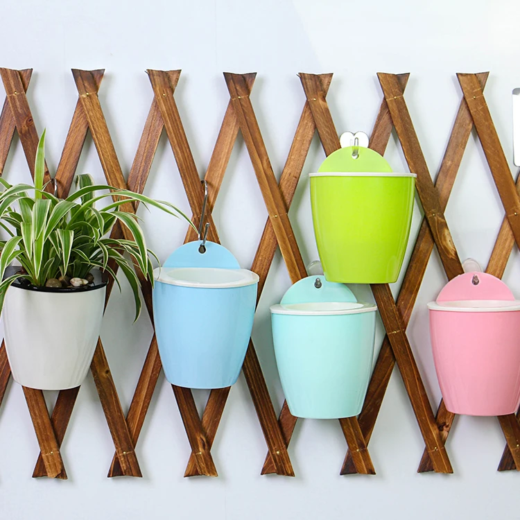 self watering Plant Flower Pot Wall Hanging Plastic Planter House Garden