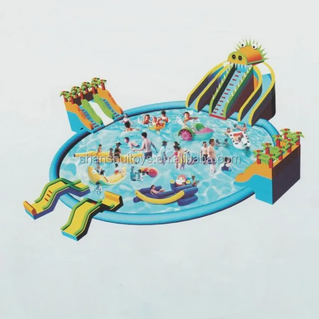 Commercial outdoor giant inflatable water park/ inflatable floating water park /inflatable pool with slide play equipment