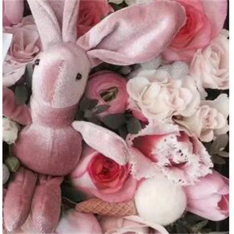 colorful wholesale plush rabbit toy plush animal toy put in the bunch of flowers plush toy