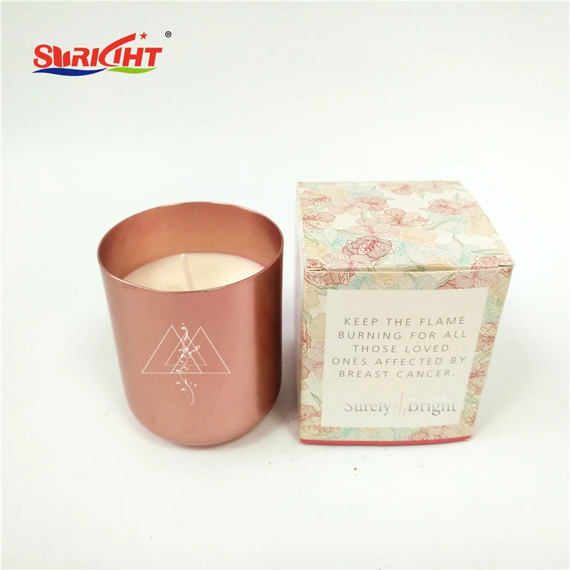 Candle soy wax scented 5% flavour metal aluminum high graved printing OEM costom small quantity retail candle vela