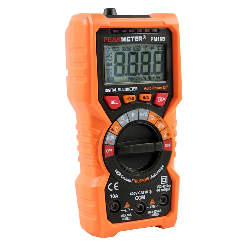 Peakmeter PM16B бесконтактная проверка напряжения переменного обнаружения постоянного тока ом цифровой мультиметр с световой