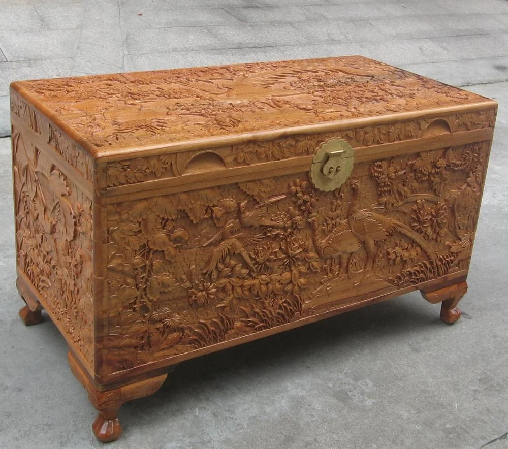 full solid wood  camphor wood  insect prevention hand bird tree flower landscape  carve trunk