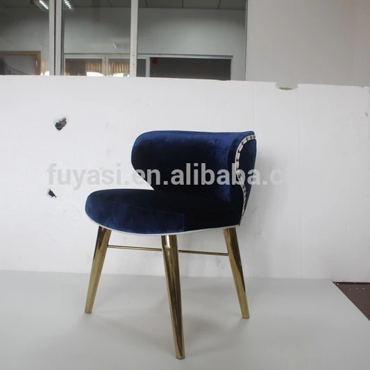 plating gold color stainless steel legs velvet upholstery dinning chair