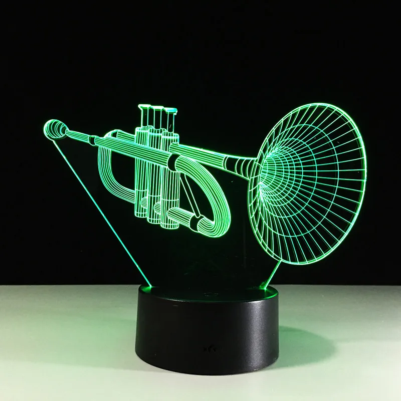 Creative Musical Instrument 3D Horn Model Night Light Colorful Touch Sensor LED Visual Desktop Light Luminaire
