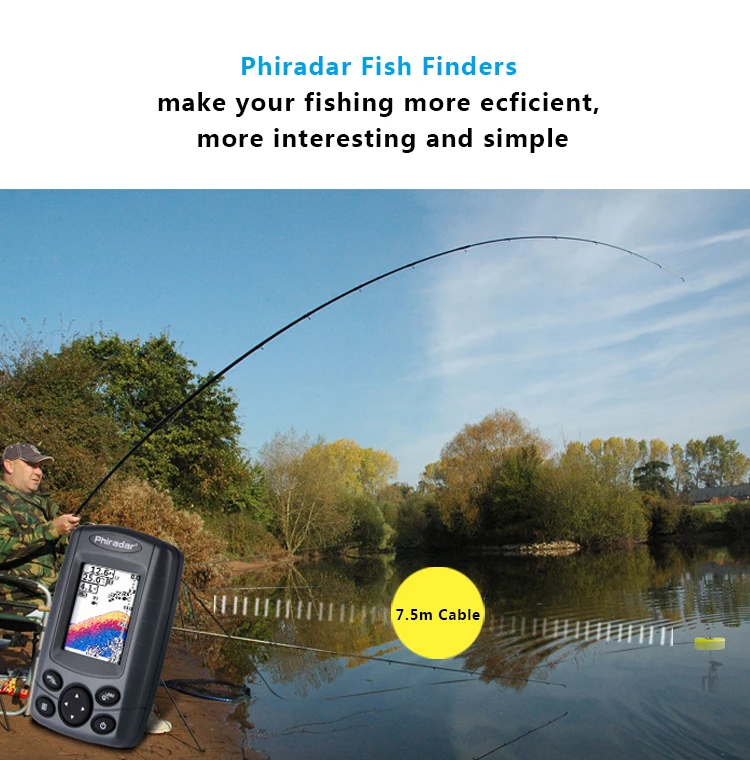 sonar detector,  color fish finder with Transom Mount Transducer