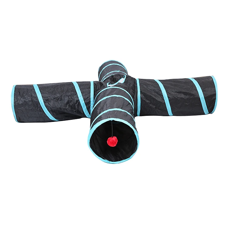 four way cat tunnel pet toy for cat with ball