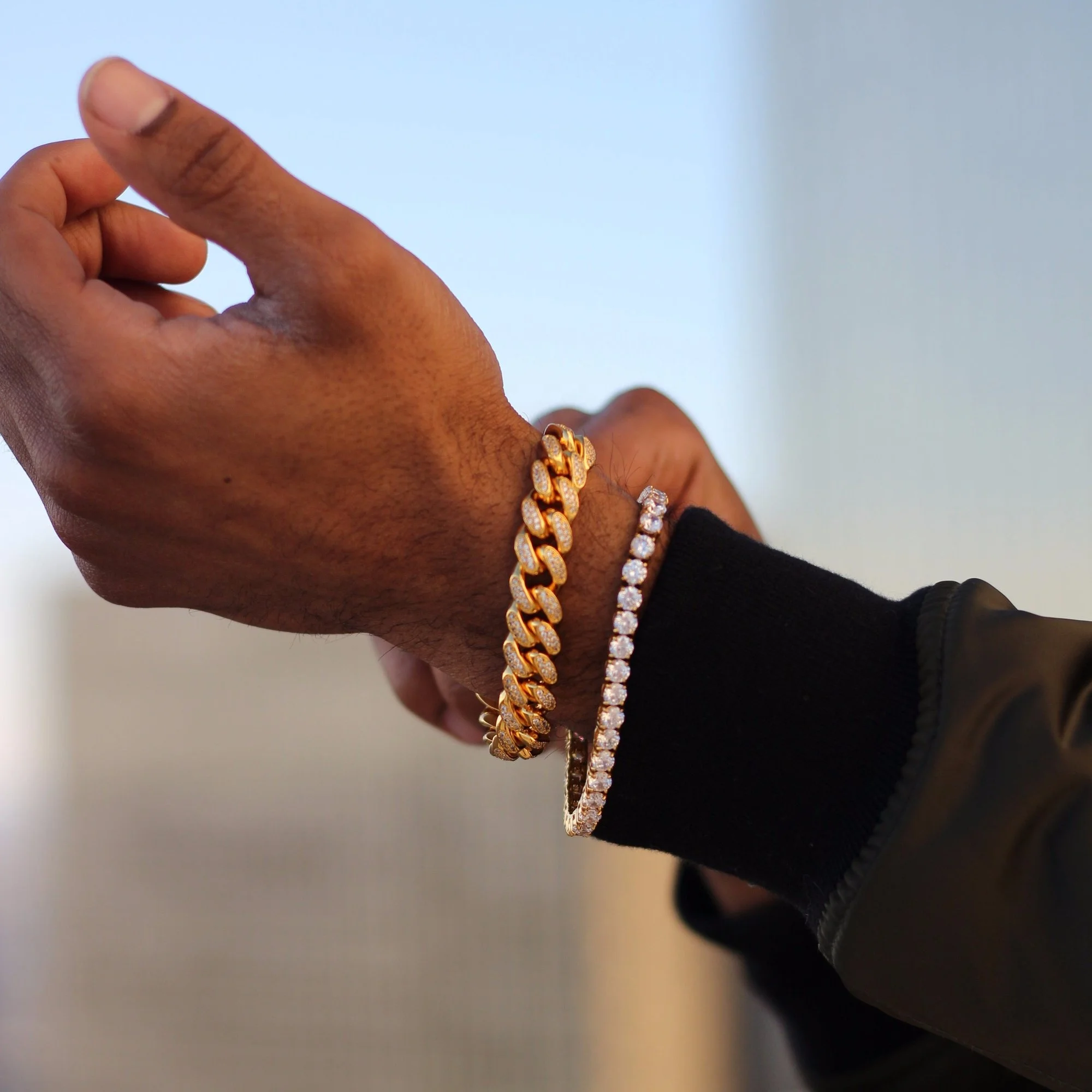 Настройка Двойной близко кубинский браслет 18K золотое покрытие micro pave