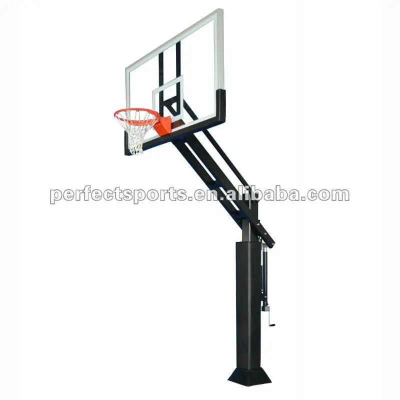 Adjustable tempered-glass backboard basketball stand/hoop