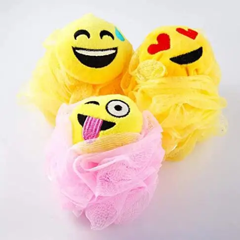 Bath Shower Sponge Smiley face Plush Pillow Universe Pouf Mesh Kids Toy Brush Shower Ball, Mesh Bath,Shower Sponge