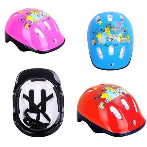 Cute blue pink red outdoor sporting safety helmet skating biking scooter helmet for kids