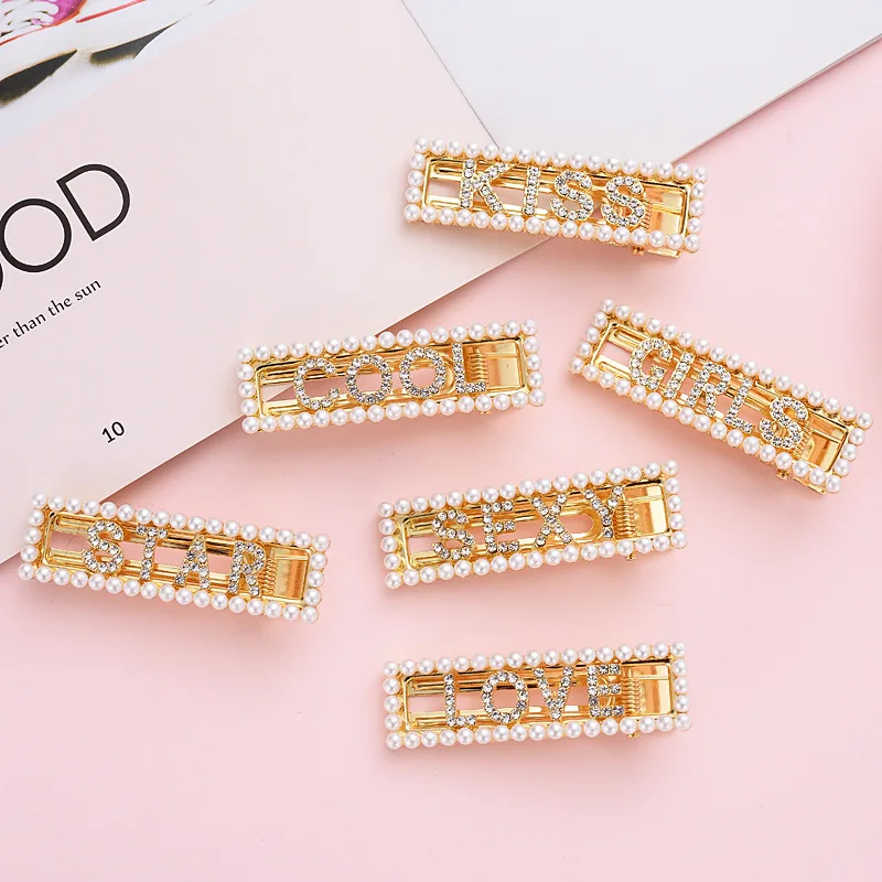 ZM1-8 Trade assurance INS same style Cute openwork Pearl hairpin adult side card elegant top clip word clip bangs wholesale