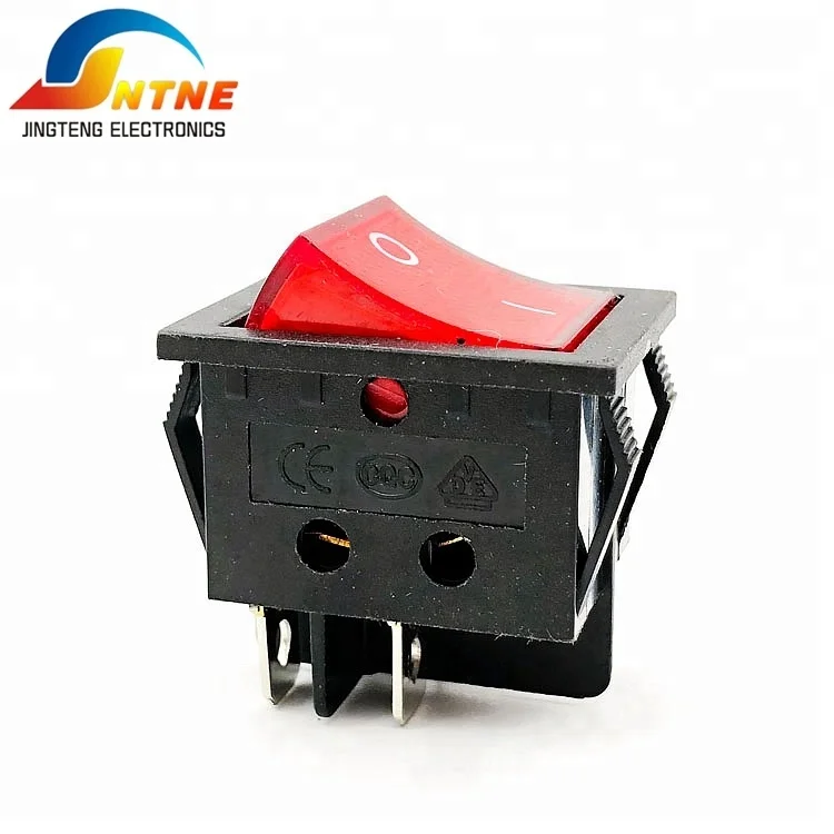 KCD4 красный на кнопку выключения 4 Pin DPST Кулисный Переключатель 250 В AC 16A 32*25 мм