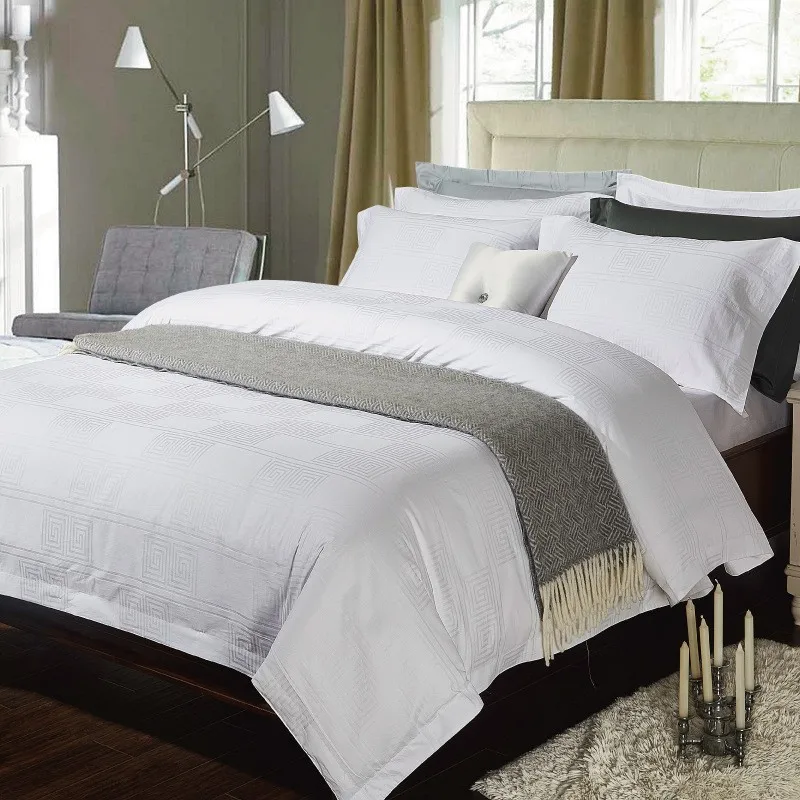 plain white cotton hotel bed linen 4pcs hotel resort bedding set