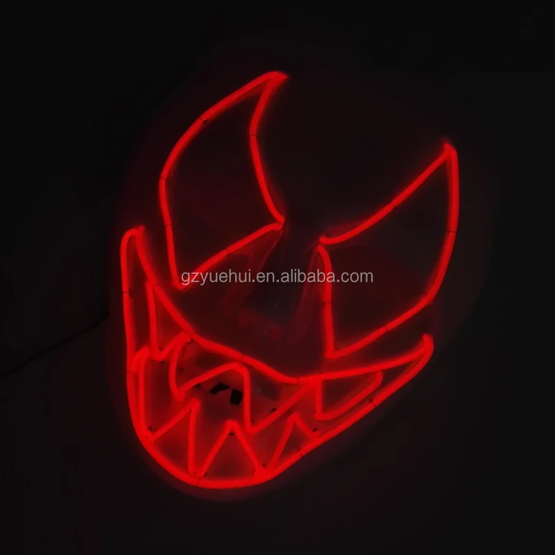 NEW Design DC-3V EL wire Jagged smile Mask Carnival terror Mask glowing Festival LED Glowing Party Halloween Flash Mask Supplies