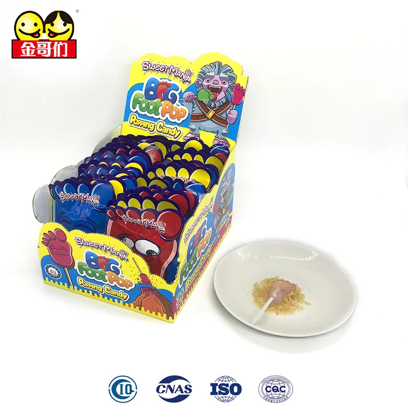 
Hot Sale sweet popping candy with foot lollipop in box 