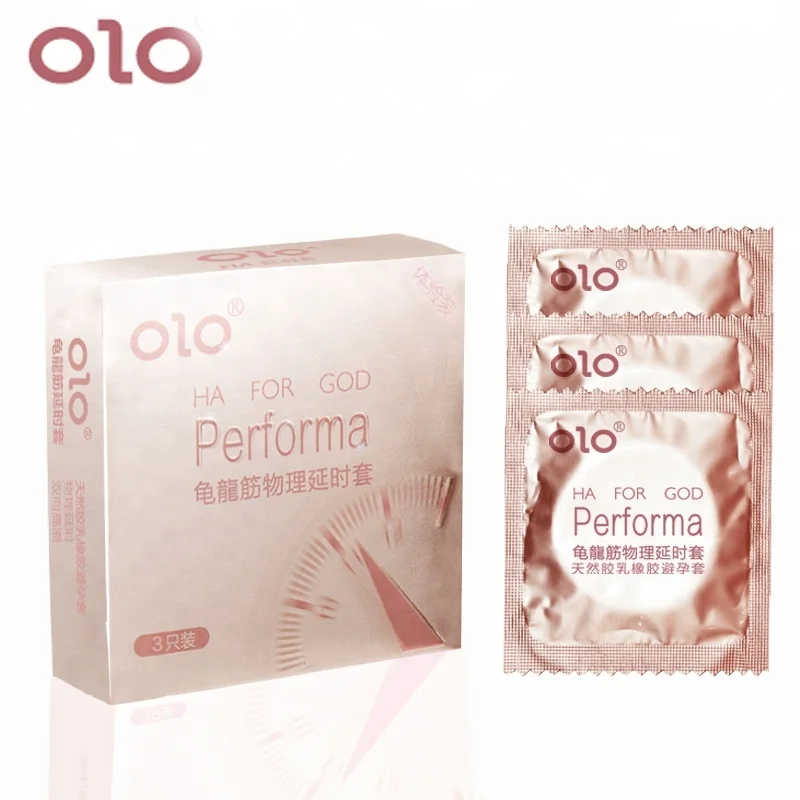 OLO Hot Selling Penis Enlargement Condom OEM Best Latex Dotted Ribbed Delay Condom for Sex 3pcs/box