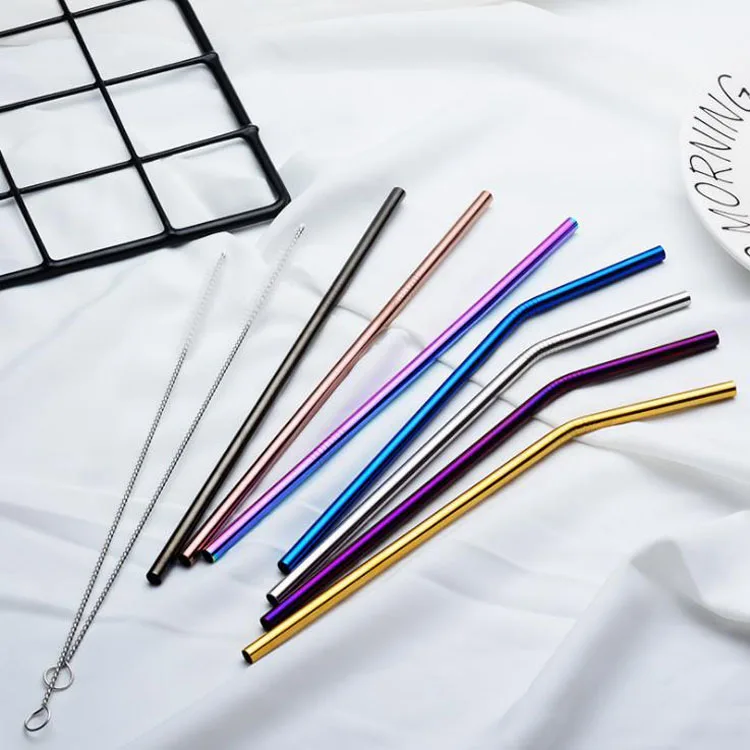 custom stainless steel metal reusable straw for drinking with free packing