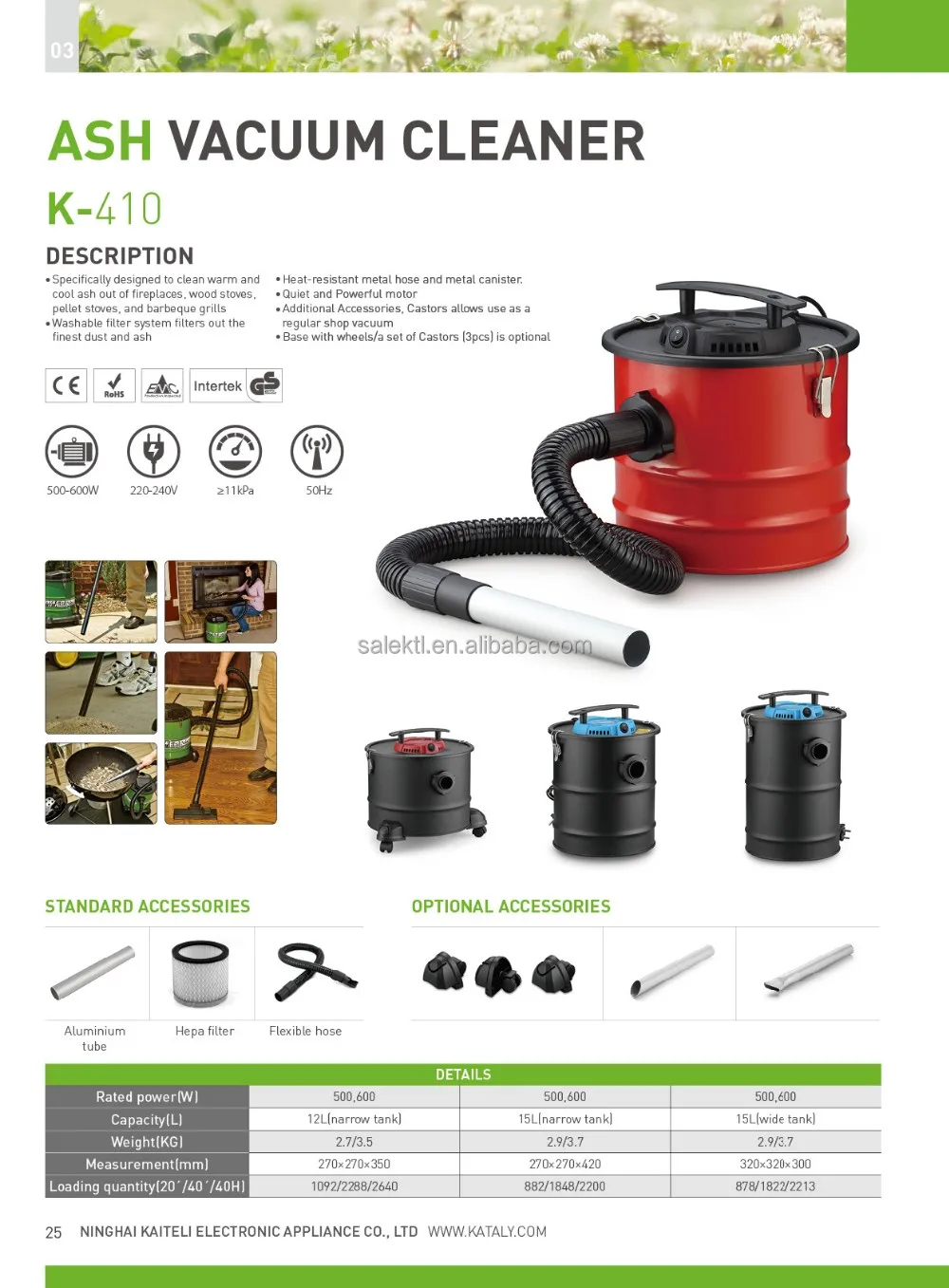 GS Standard HOT 600w 12L 15L Fireplace Cleaner Heavy Duty Cylinder Drum Type Ash Powerful Vacuum Cleaner