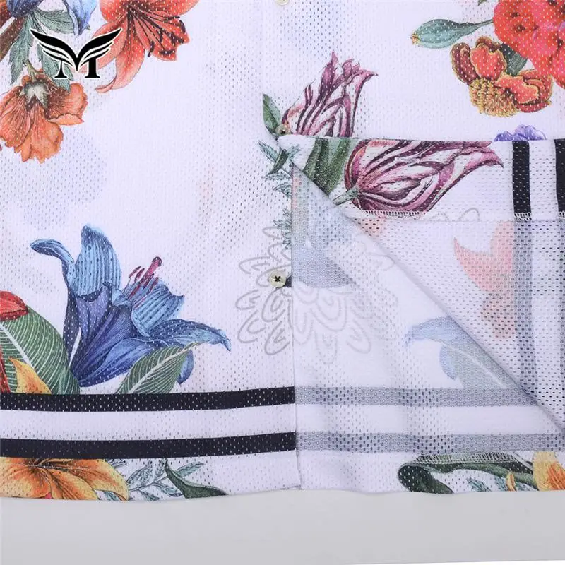 Made in China mesh flower 100% polyester cheap summer floral hawaiian shirts uk