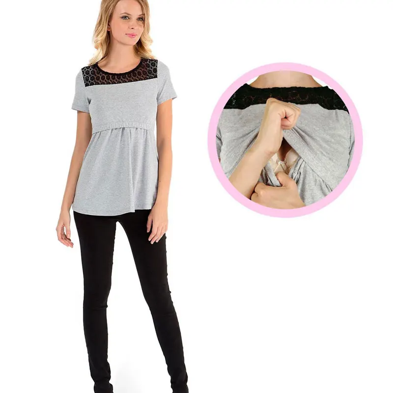 
Amazon Stitching Multi-functional Mother Short-sleeved Breastfeeding Top Clothes 